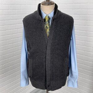 Banana Republic Sweater Vest Mens Large Gray Knit Zip Wool Nylon Sherpa‎ Classic